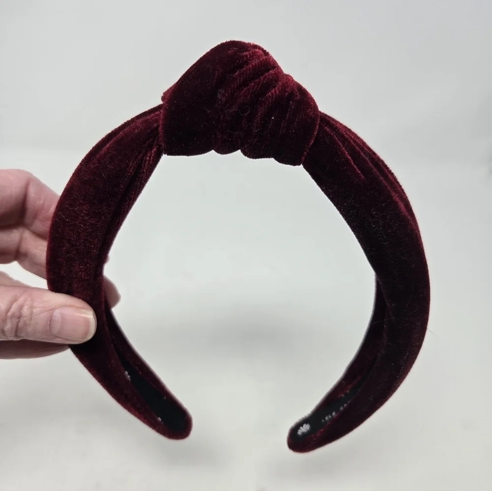 LELE SADOUGHI MAROON OXBLOOD VELVET HEADBAND TOP KNOT HAIR ACCESSORY WOMEN OS